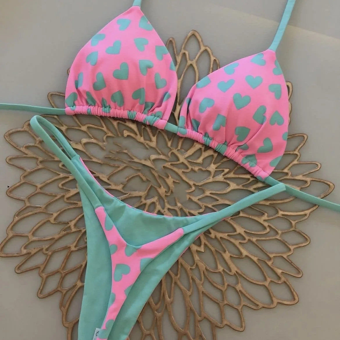 Nuovo bikini da donna con stampa divisa, costumi da bagno, perizoma alla moda, per le vacanze al mare