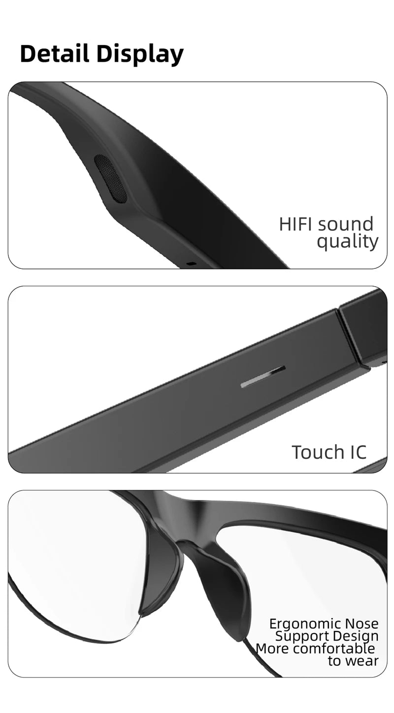2025 Nuovi occhiali audio Bluetooth intelligenti - Lenti fotocromatiche Altoparlanti HD integrati per musica/chirchi Occhiali da sole wireless