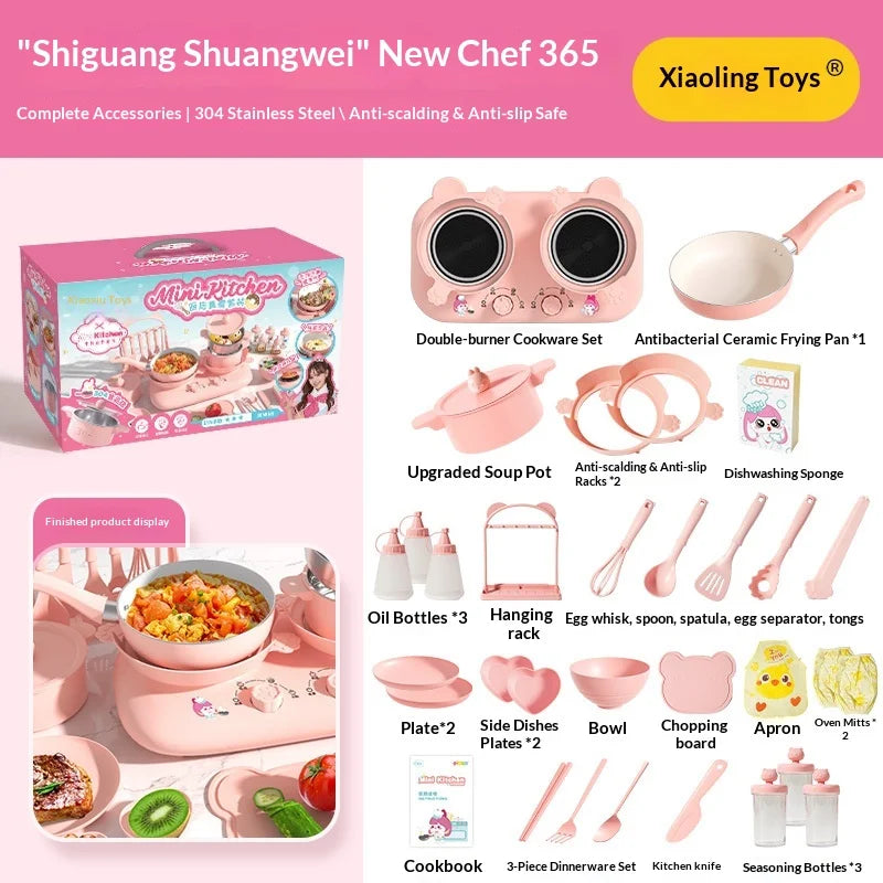 Set da cucina in miniatura Xiaoling Toys, padella antiaderente in ceramica, stoviglie realistiche, gioco di simulazione per ragazze, regalo per il ritorno a scuola