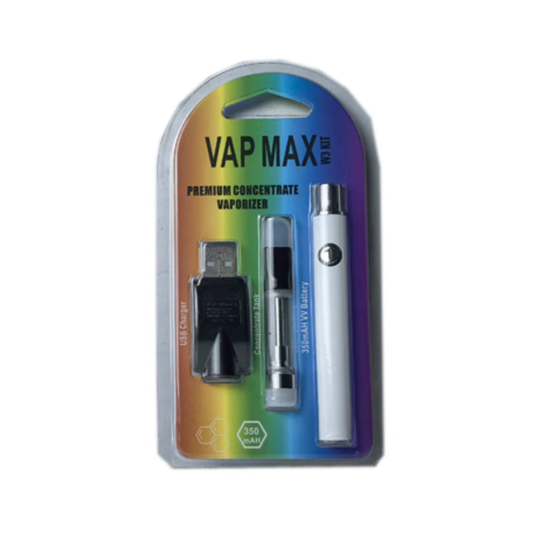 3-10 pz Vap Max W3 Vape Pen batteria 350 mah 3.4 V-4.0 V Batteria di Preriscaldamento Con 510 Filo 1 ml Cartuccia Vaporizzatore per Olio Spesso