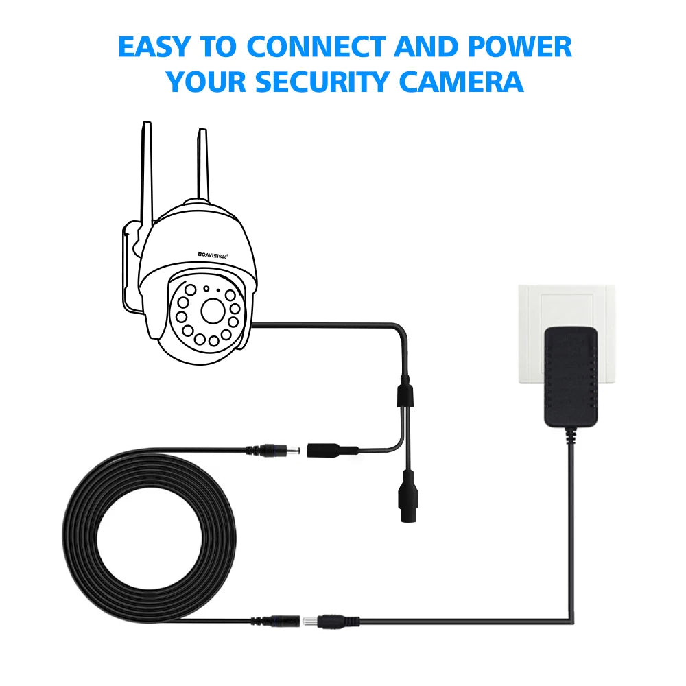 2M 6.56FT/ 5M 16.5FT / 10M 33FT DC Estensione 5.5x2.1mm Cavo di alimentazione Extender per telecamera di sicurezza CCTV Cavo di prolunga da 12 Volt