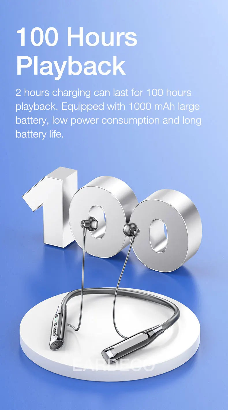 EARDECO 100 ore Endurance cuffie Wireless Bass In-ear Bluetooth cuffie auricolari musica Sport auricolare con microfono Stereo