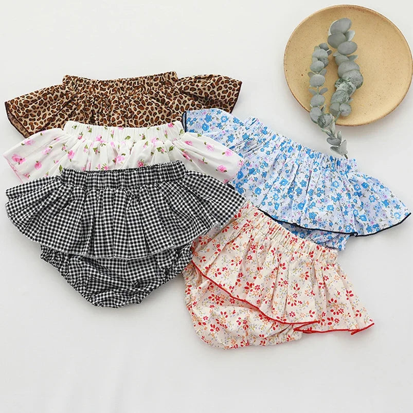 Pantaloncini con gonna tutù floreale per neonata infantile Pantaloncini estivi con elastico in vita per bambini con fiori per pantaloncini casual Vestiti per bambini