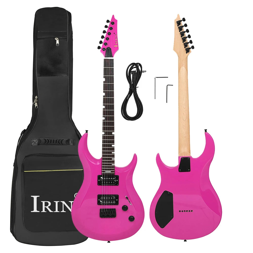 NUOVA chitarra elettrica IRIN 24 tasti 6 corde corpo Oguman manico in acero Guitarra elettrica colorata con cavo di collegamento chiave borsa