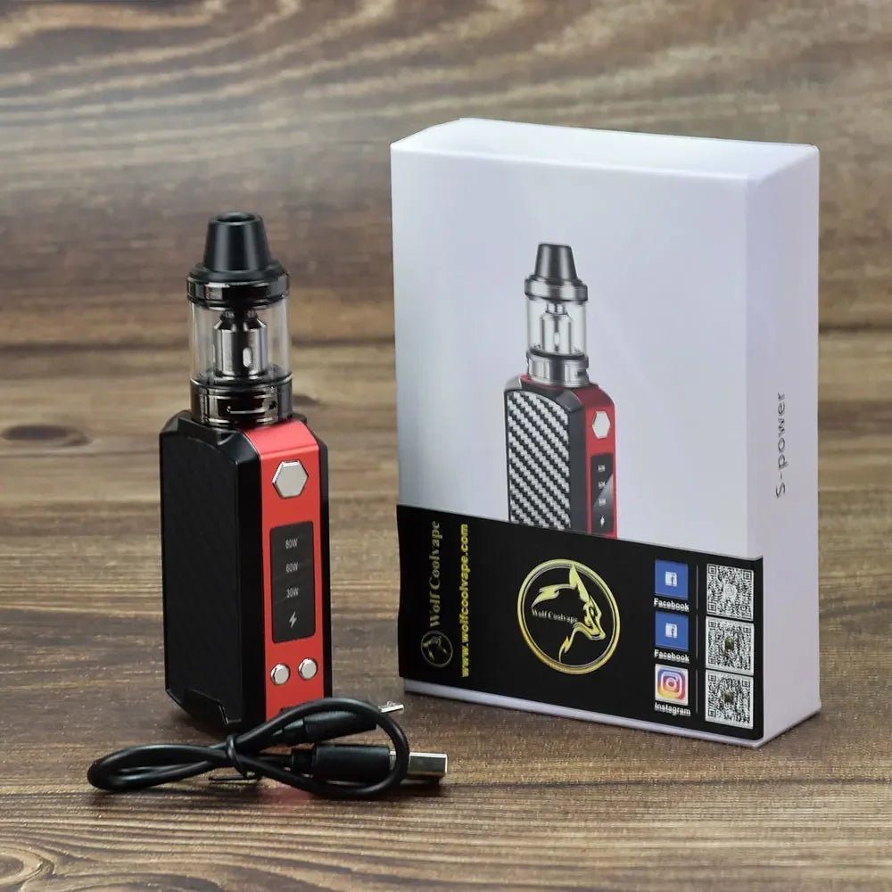 wolfcoolvape Kit scatola Vape Mod da 80 W con batteria da 2200 mAh Display a LED Vaporizzatore Kit iniziale per sigaretta elettronica Penna Vape per vapori