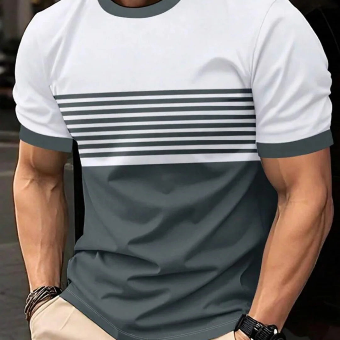 T-shirt oversize T-shirt da uomo Moda estiva Casual Girocollo Manica corta Top T-shirt da uomo stampata a righe