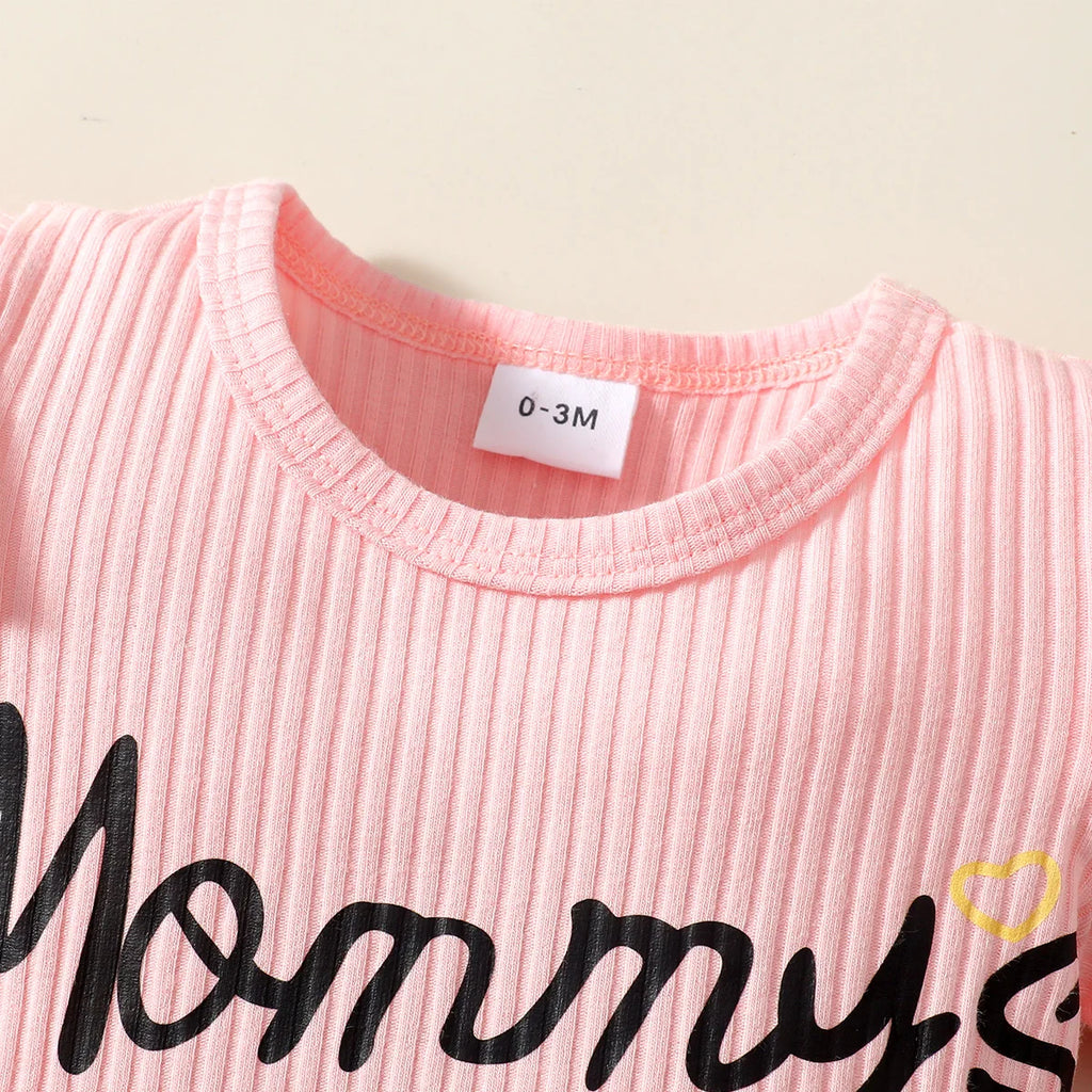 Vestito da coperta a triangolo a maniche corte con stampa di lettere estive casual per ragazze + gonna di jeans Set da due pezzi per neonato