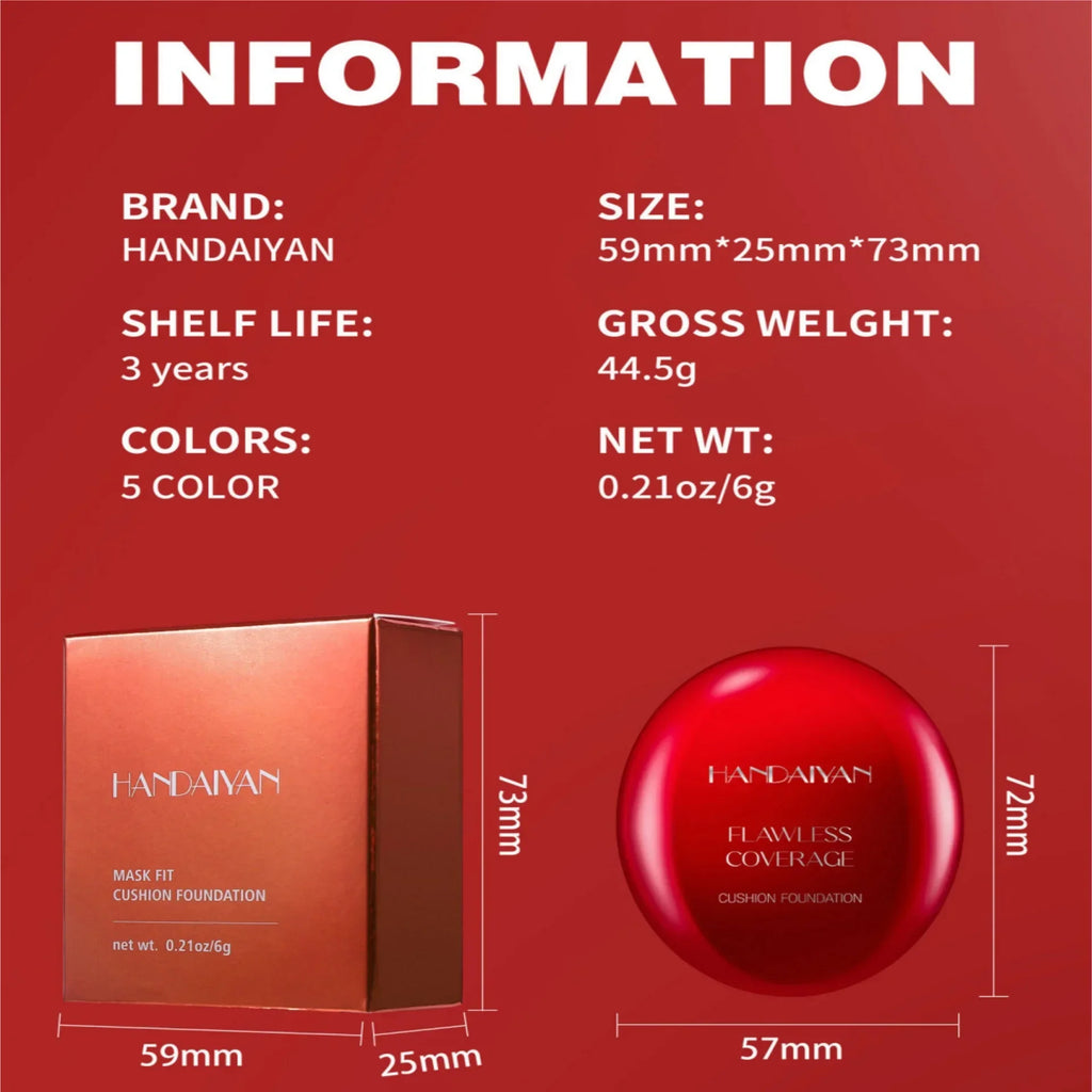 Fondotinta coreano Air Cushion - Correttore idratante naturale leggero Base per trucco a lunga durata per donna con controllo dell'olio sbiancante