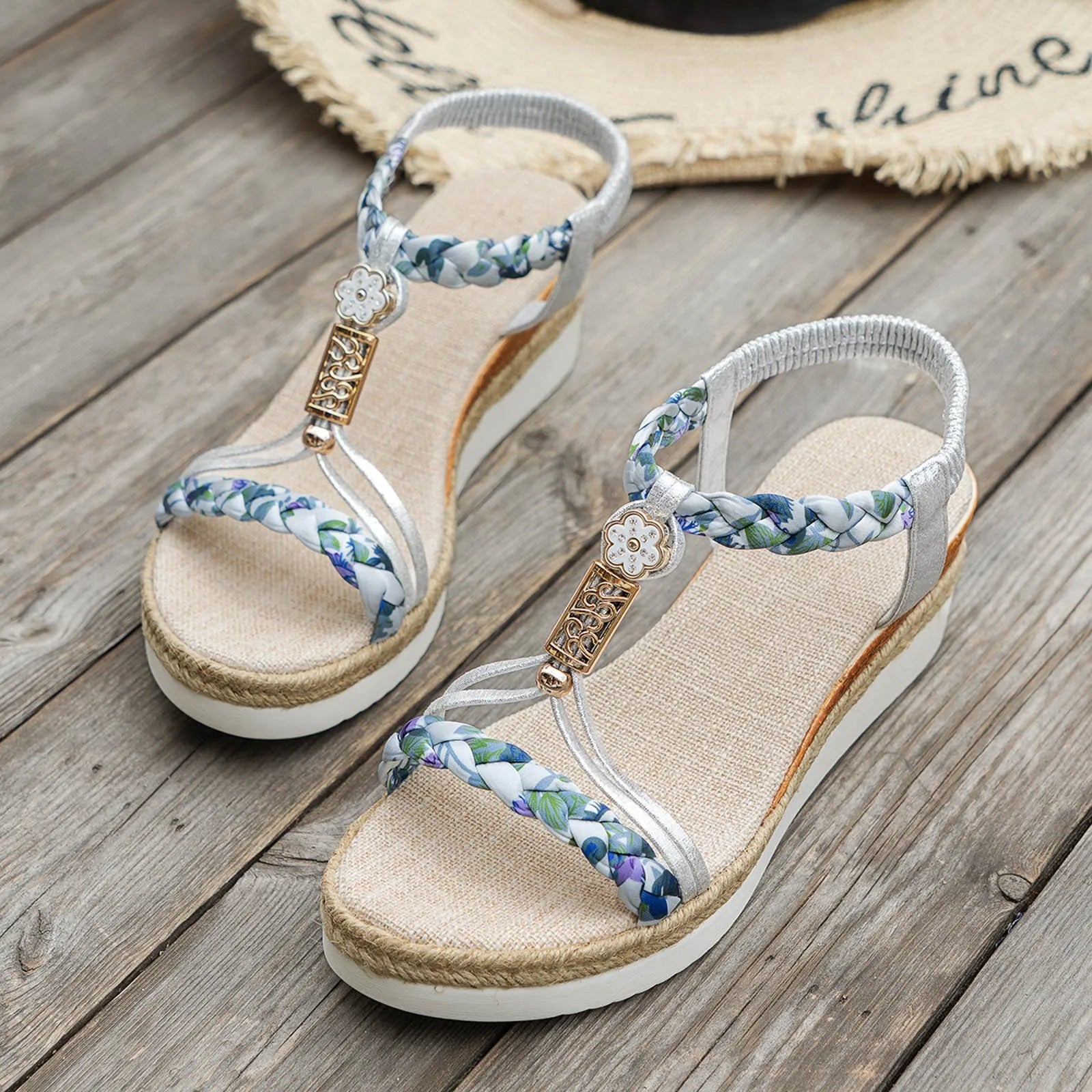 Sandali eleganti da donna Scarpe con zeppa con suola spessa Scarpe da donna Capispalla casual alla moda Sandali estivi da donna carini Taglia 12