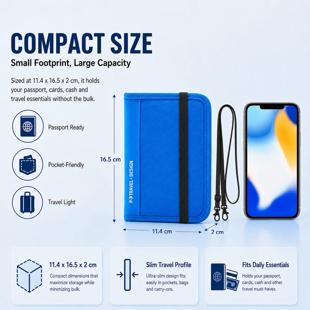 Portafoglio da viaggio RFID Porta passaporto Organizzatore di carte di credito Custodia con cerniera Organizzatore di documenti Accessori da viaggio antifurto