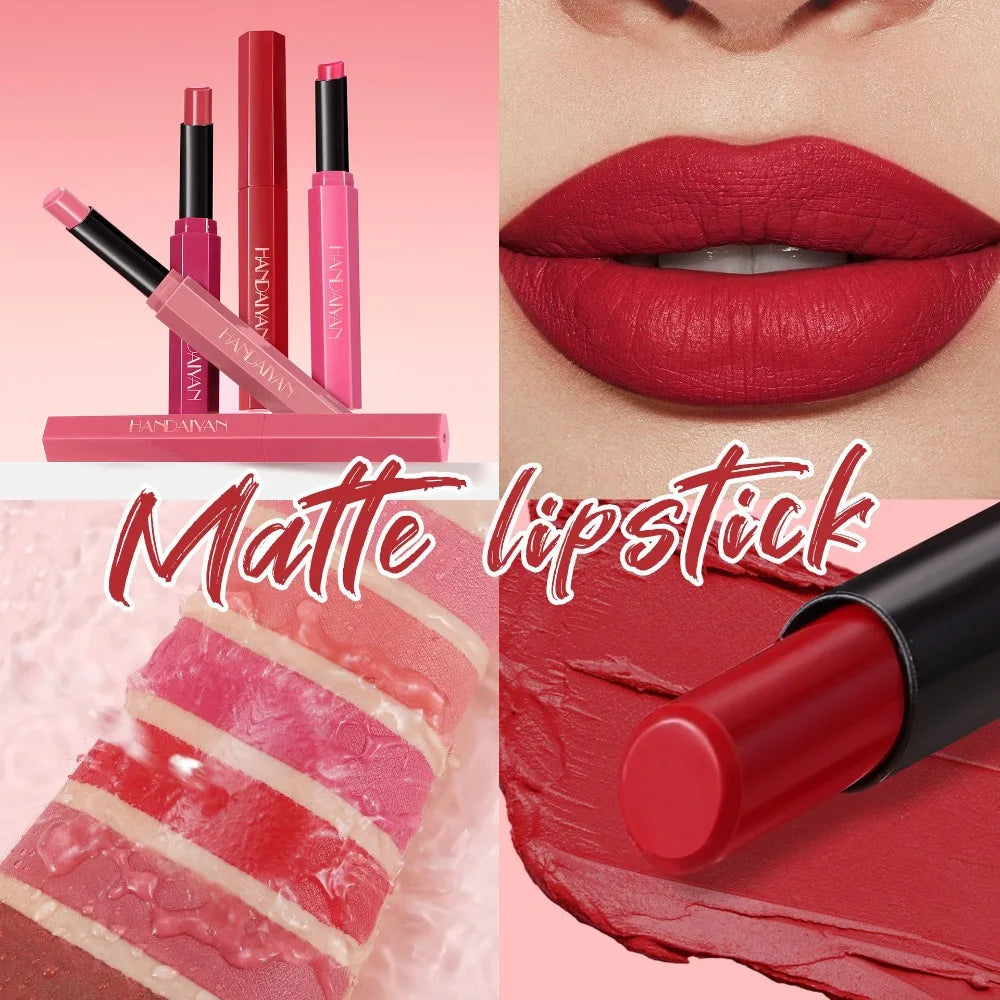 6 Colors Matte Lipstick Long-Lasting Non-Stick Cup Waterproof Nude Deep Red Lipstick Sexy Red Velvet Lip Gloss Women Makeup