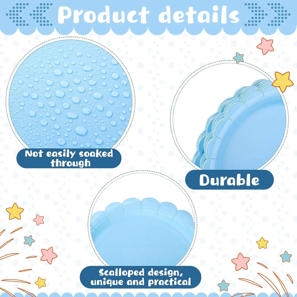 Forniture per feste di compleanno in pizzo azzurro Stoviglie usa e getta blu Tovagliolo di carta Tazza Piatto Tovaglia per la decorazione di nozze ﻿