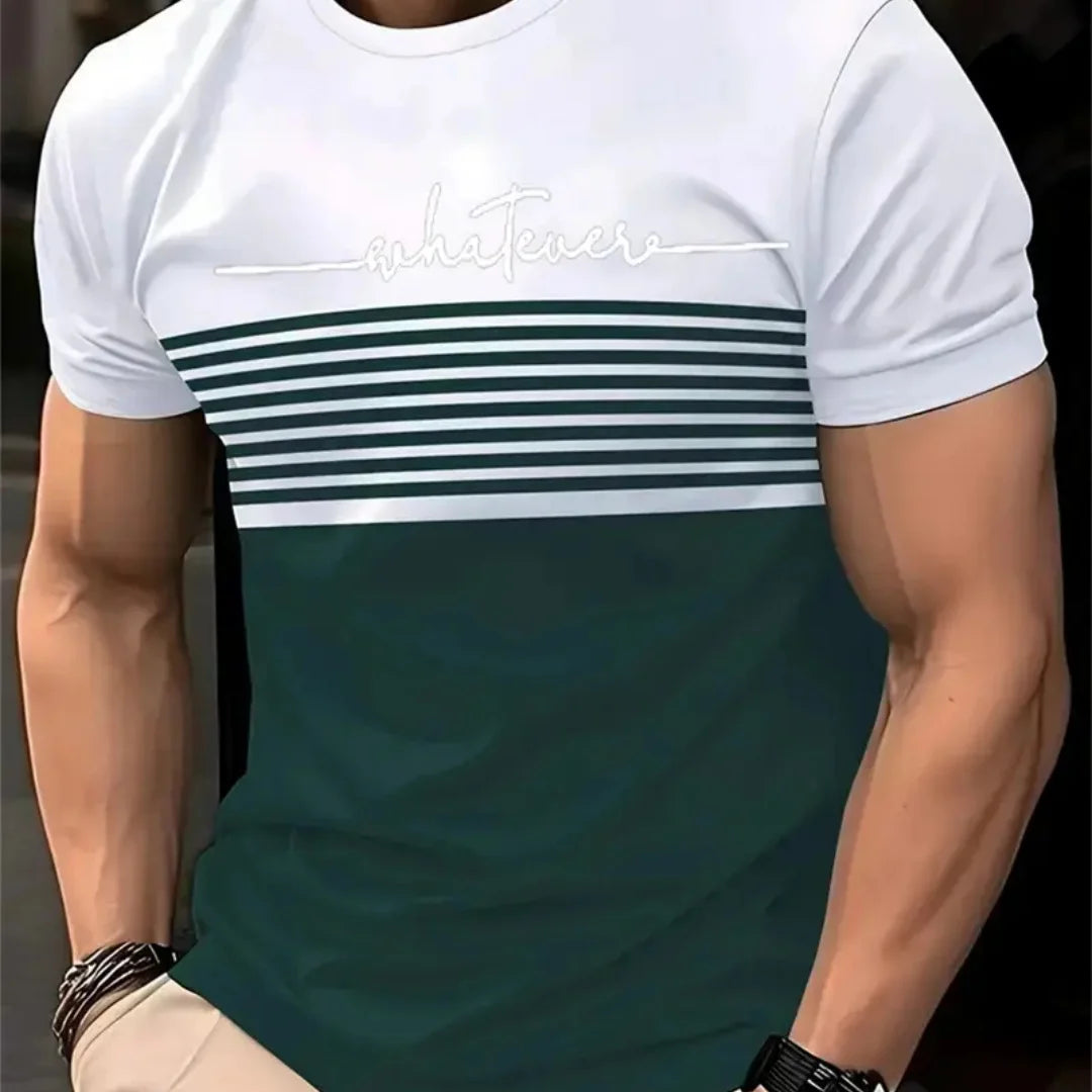 T-shirt oversize T-shirt da uomo Moda estiva Casual Girocollo Manica corta Top T-shirt da uomo stampata a righe