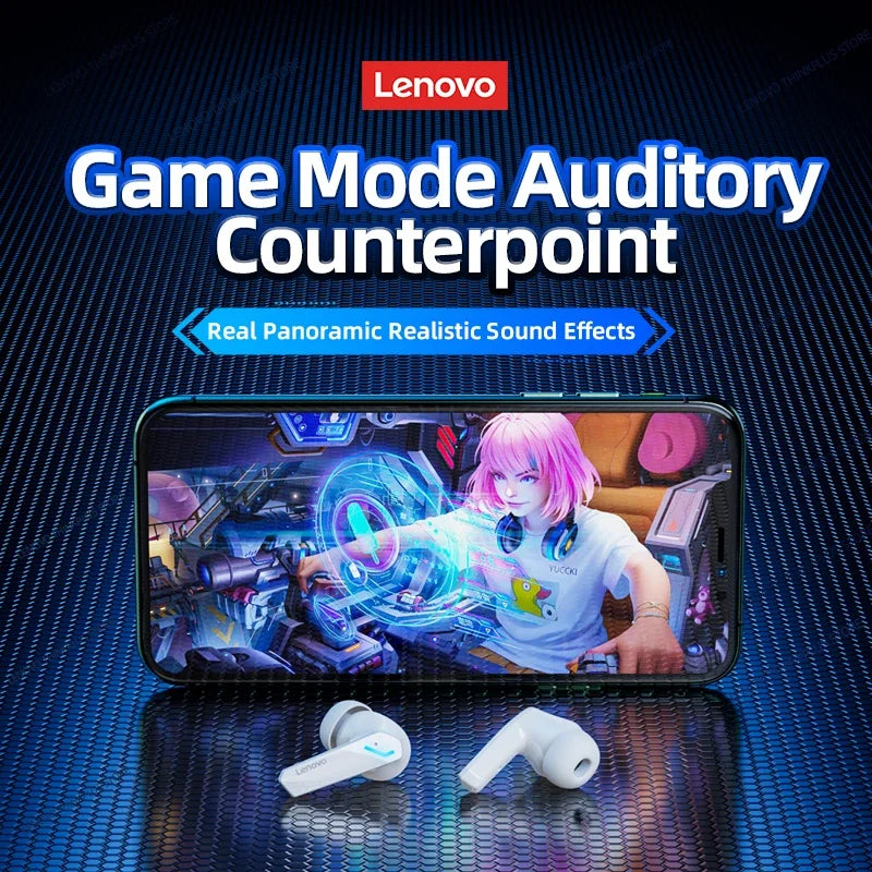 100% originale Lenovo GM2 Pro Bluetooth V5.3 TWS Auricolari wireless Stereo Sport Auricolari Gioco Musica Dual Mode Auricolare a bassa latenza