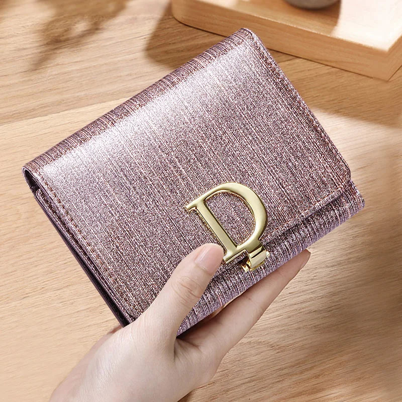 Portafoglio Corto in Pelle di Vacchetta per Donna, Elegante e Alla Moda, con Protezione Anti-RFID per Ragazze