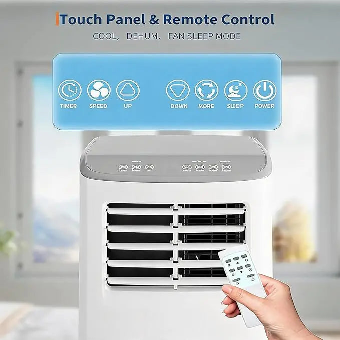 Condizionatore d'aria portatile da 8.000 BTU, raffredda ambienti fino a 350 piedi quadrati, unità AC 3 in 1 con deumidificatore e modalità ventola, modalità sleep con bassa rumorosità, include kit per finestra facile da i