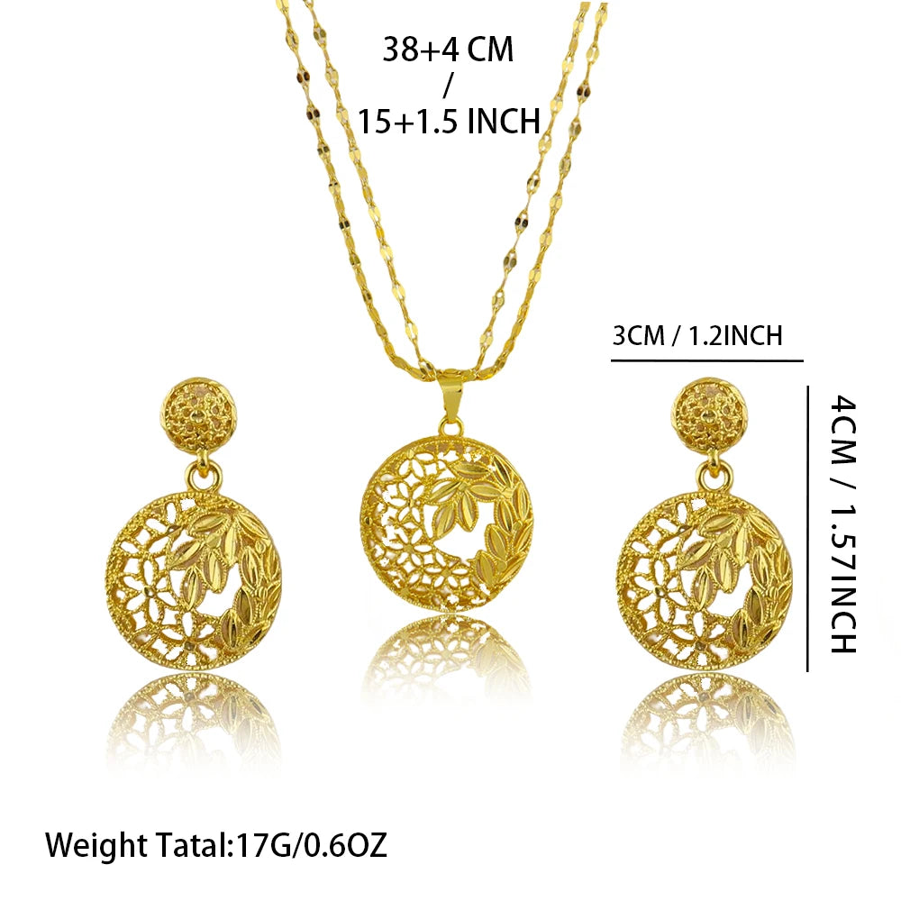 Dubai Gold Jewelry Set for Women Wedding Party Necklace Earrings Sets Indian Jewelry Set Free Shipping Bridal Costume Gifts