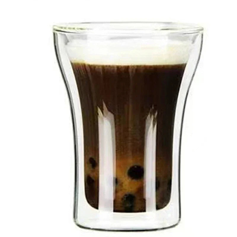 JUSTINLAU 1/2/4 Pezzi Tazza da Caffè in Vetro a Doppia Parete, Bicchiere Trasparente Termoisolante per Acqua, Tazza per Colazione, Bicchiere per Bevande Fredde, Boccale da Birra