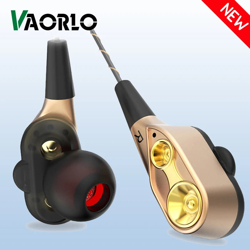 Cuffie a doppia bobina mobile AUX da 3,5 mm con microfono Cuffie dinamiche In-Ear Musica Giochi Sport Auricolari Bass Surround Suono scioccante