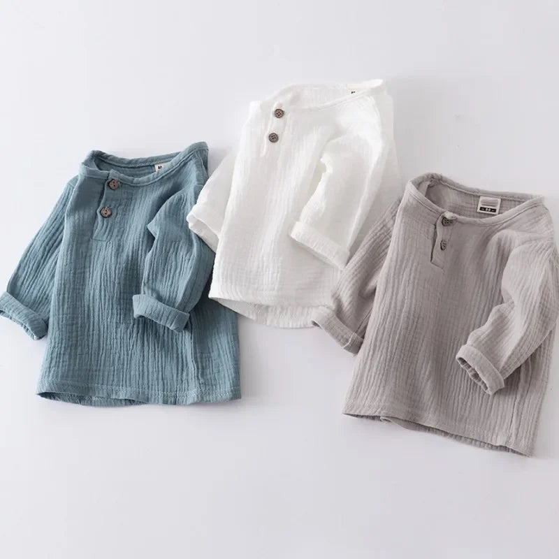 T-shitrs in cotone organico per neonati neonati Toddlers ragazzi top Casual primavera estate carino morbido mussola vestiti 0-6 anni maglietta morbida
