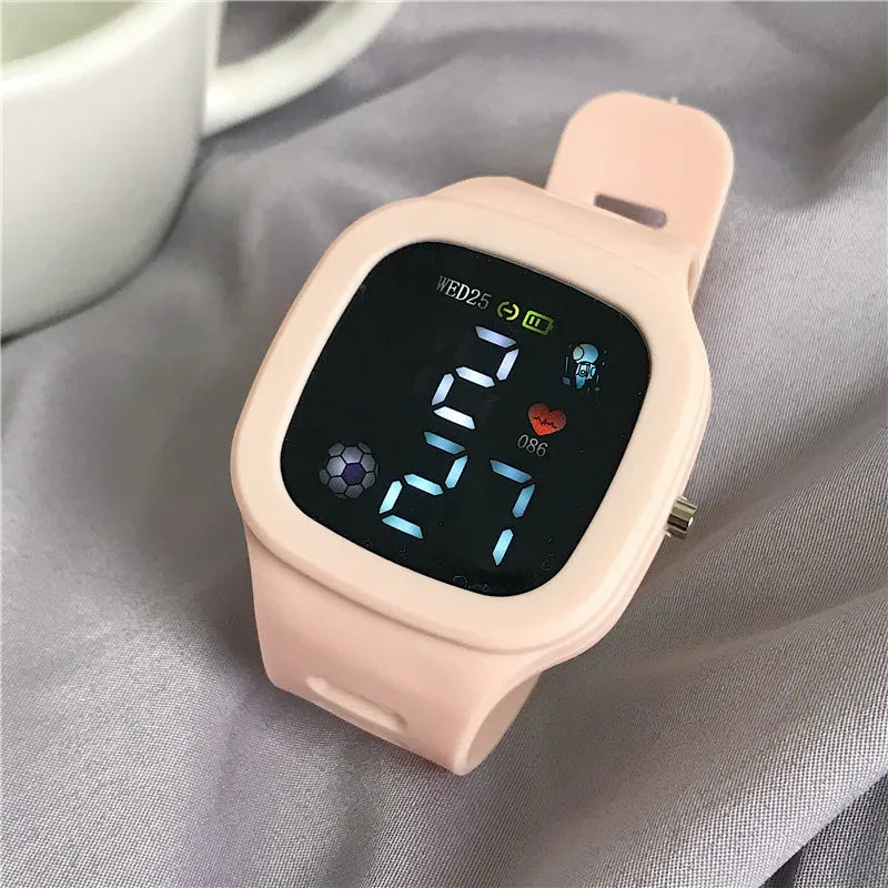 Orologio da donna da uomo Orologio sportivo digitale a LED per bambini Ragazzi Ragazze Orologio da polso elettronico da uomo in silicone impermeabile con quadrante grande quadrato