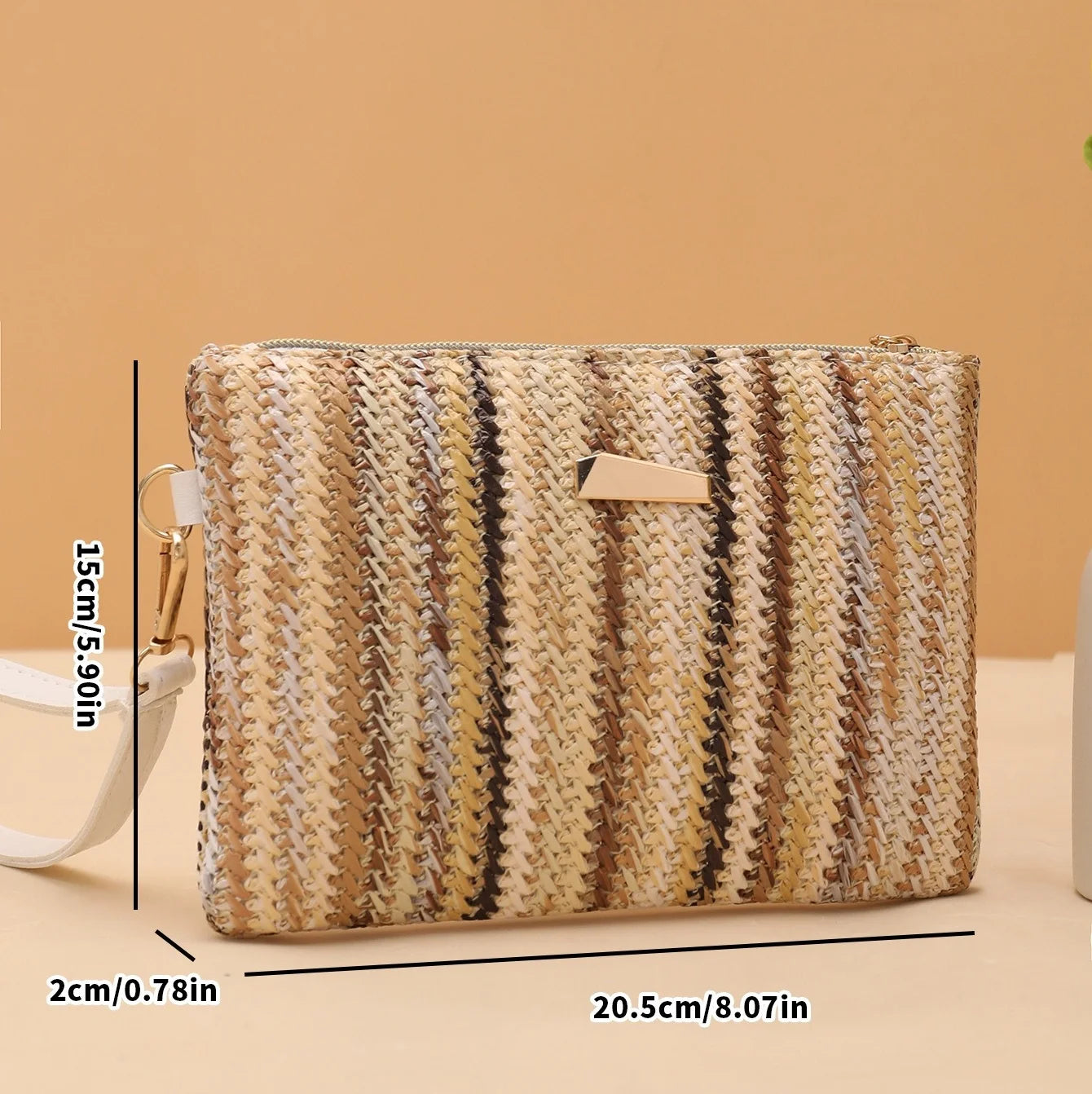 Borsa intrecciata di paglia colorata onda borsa da donna con pochette a scatto borsa da spiaggia estiva borsa intrecciata a mano borsa per cellulare portafoglio femminile