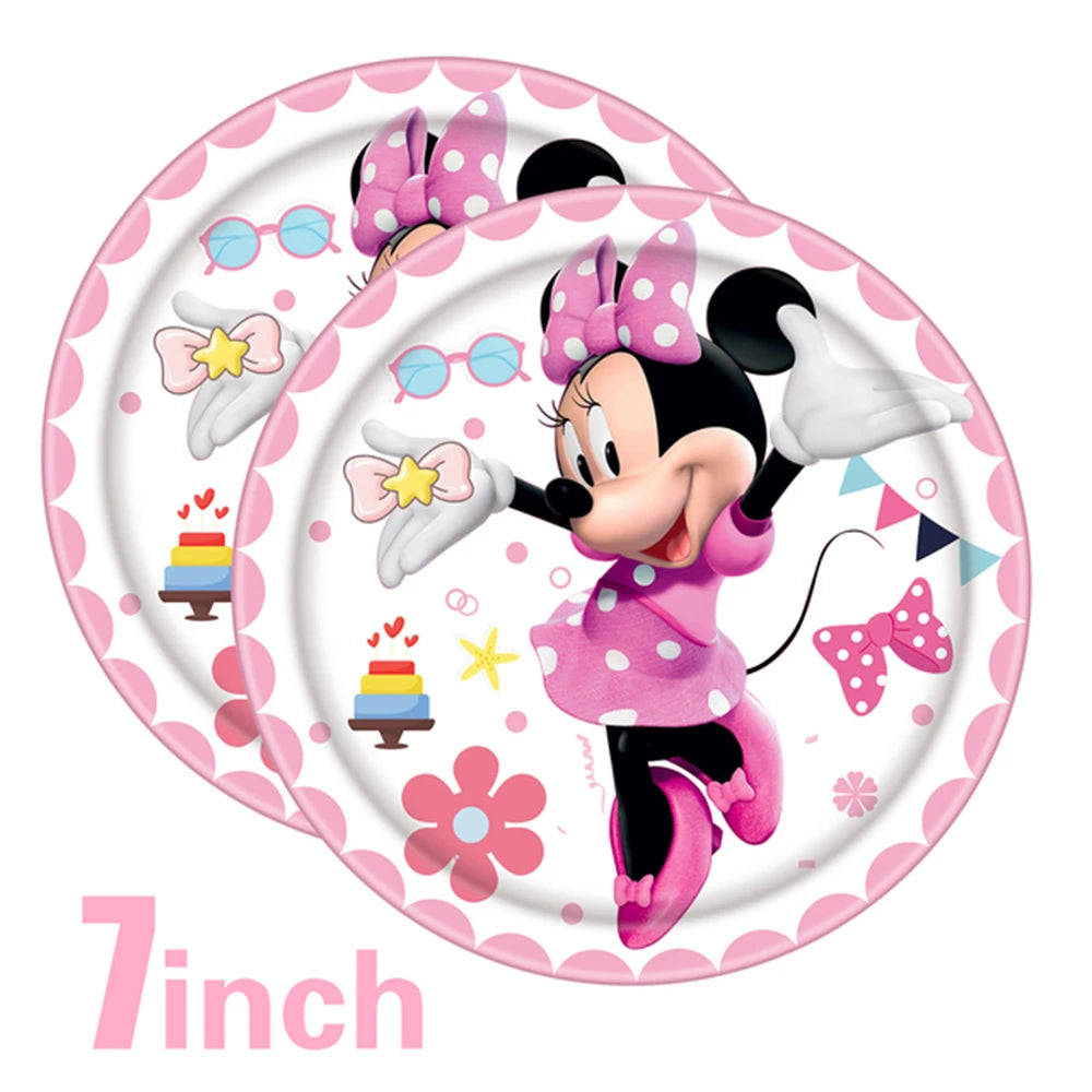 Set per Festa di Compleanno Minnie Mouse: Stoviglie, Bicchieri, Piatti, Tovaglioli, Tovaglia per Ragazze e Decorazioni Baby Shower