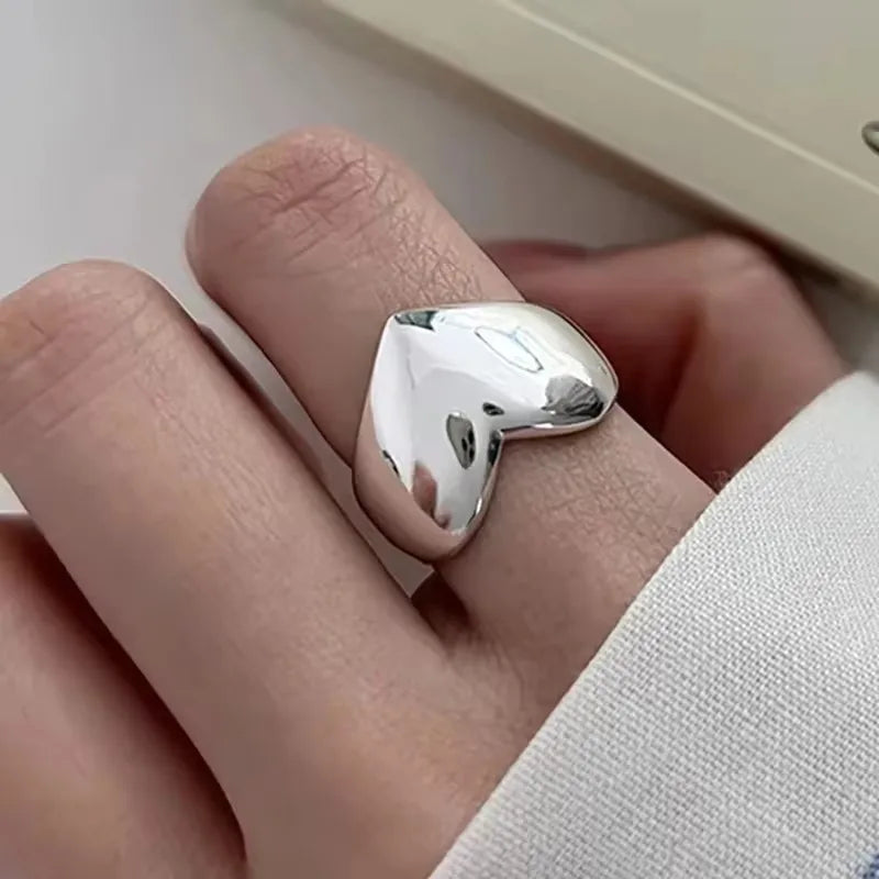 PANJBJ 925 anelli in pietra nera geometrica in argento sterling per le donne ragazza coreana semplice regolabile coppia gioielli Dropshipping