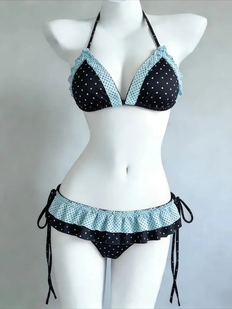 Set Bikini a 4 Pezzi con Vita Alta Fairy Sweet per Donne 2026 - Costume da Bagno Trendy Stampato Chic per Vacanze al Mare Festa Estiva alla Moda