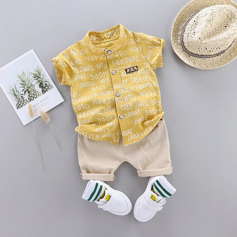 Nuova estate neonati maschi vestiti vestito bambini moda lettera camicia pantaloncini 2 pezzi/set bambino costume casual tute per bambini infantili