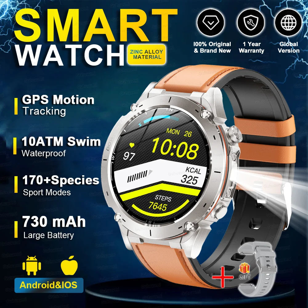 2025 Nuovo originale Stratos 4 GPS Smartwatch 1.43 "AMOLED HD Schermo Bussola Altimetro barometrico Torcia Chiamate vocali SmartWatch