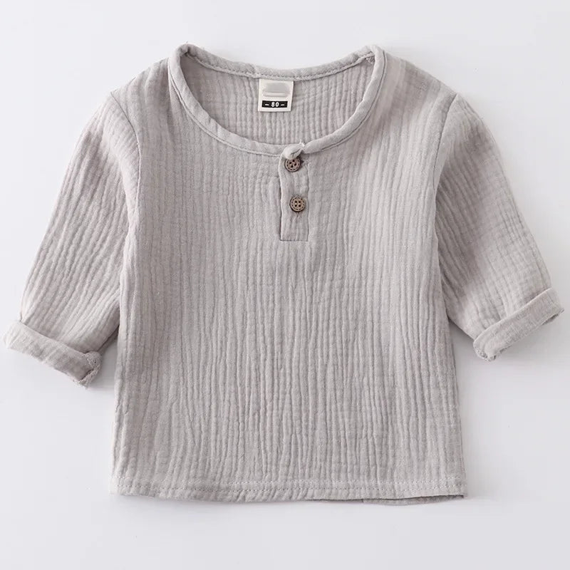 T-shitrs in cotone organico per neonati neonati Toddlers ragazzi top Casual primavera estate carino morbido mussola vestiti 0-6 anni maglietta morbida