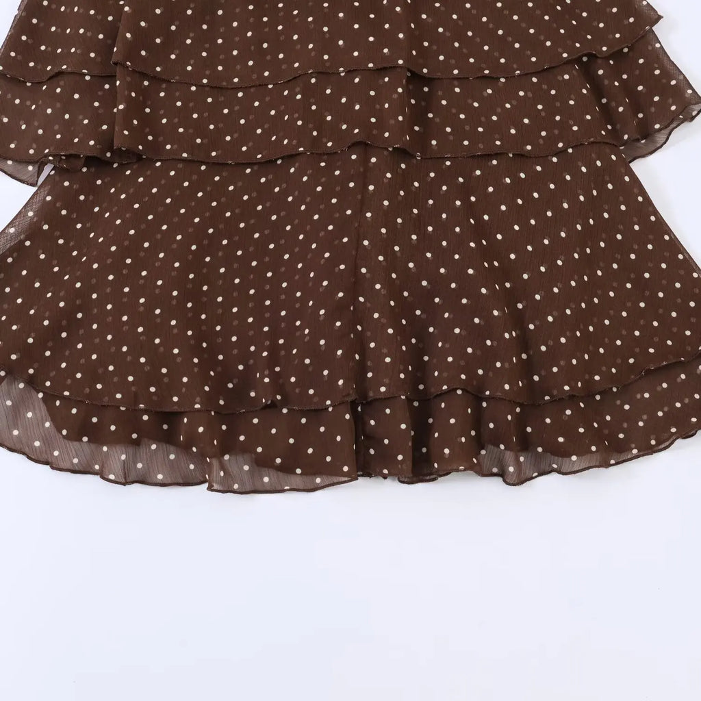 Nuovo Abito Estivo da Donna 2026, Elegante Vestito Chic con Collo a Cascata, Mini Abito Comodo a Pois per Feste e Balli