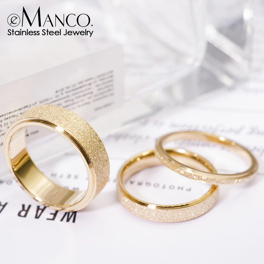 eManco Anelli da donna in acciaio inossidabile semplice di alta qualità 2/3/5MM di larghezza color oro per gioielli da ragazza