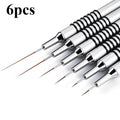 new 6Size Nail Art Liner Brushes 5/7/9/11/20/25mm Painting Nail Brush Dotting Drawing Tool Long Lines Thin Details Manicure pen