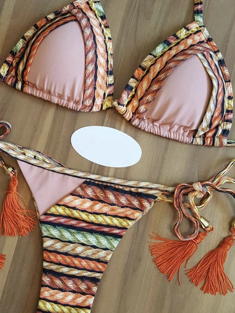 2021 Set bikini sexy 2 pezzi Hot Stamp Sport Costumi da bagno Donna Beachwear Push-Up imbottito Costume da bagno Body Bagnante squisito