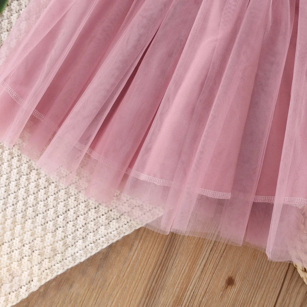 Abito estivo per ragazze con decorazione floreale carina, maglia fresca, bambina, principessa piena (0-3 anni)