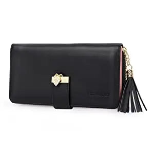 Pomelo Il miglior portafoglio da donna in tinta unita: cinturino da polso con pochette multi-carta in vera pelle con blocco RFID