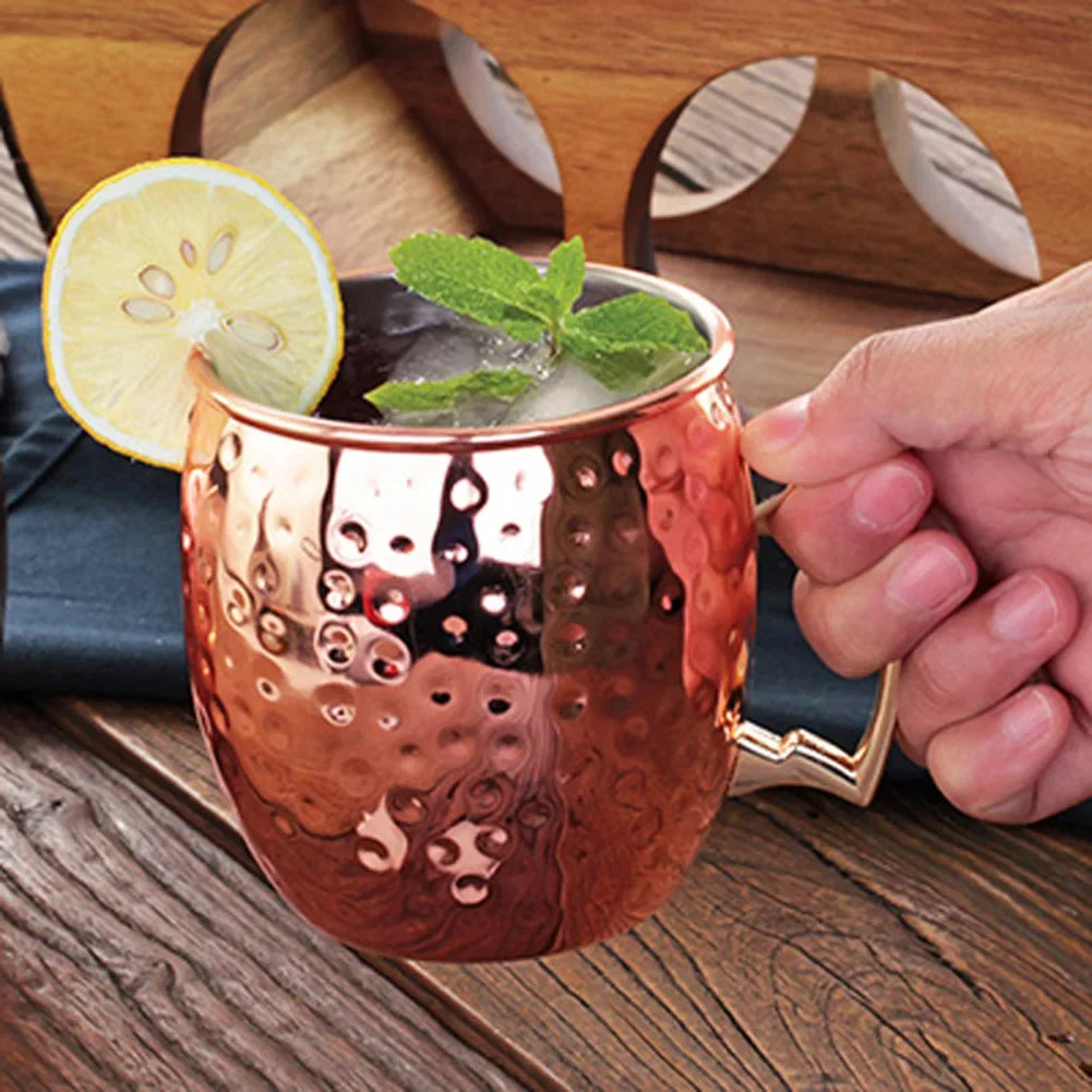 1-6PCS Cocktail Wine Cup Moscow Mule Mugs acciaio inossidabile rame placcato succo tazza di birra tazze da caffè Bar Champagne Party Drinkware