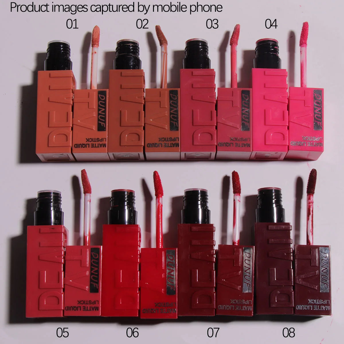 DUNUF 8 colori velluto opaco liscio facile da applicare lucidalabbra a tubo quadrato rossetto idraulico tridimensionale impermeabile