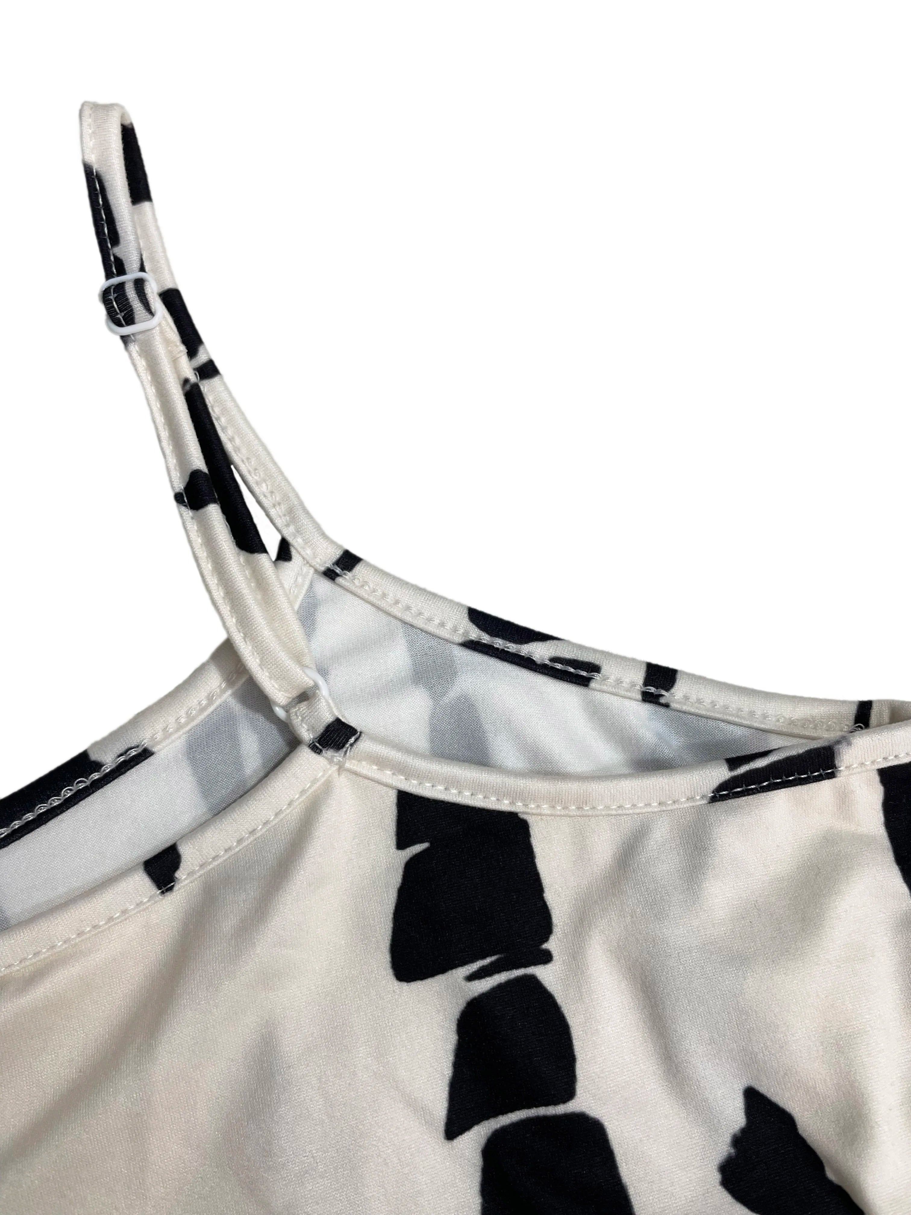 Abito estivo da donna con cinturino spaghetti con cintura e spacco laterale - Abito fluido casual senza maniche