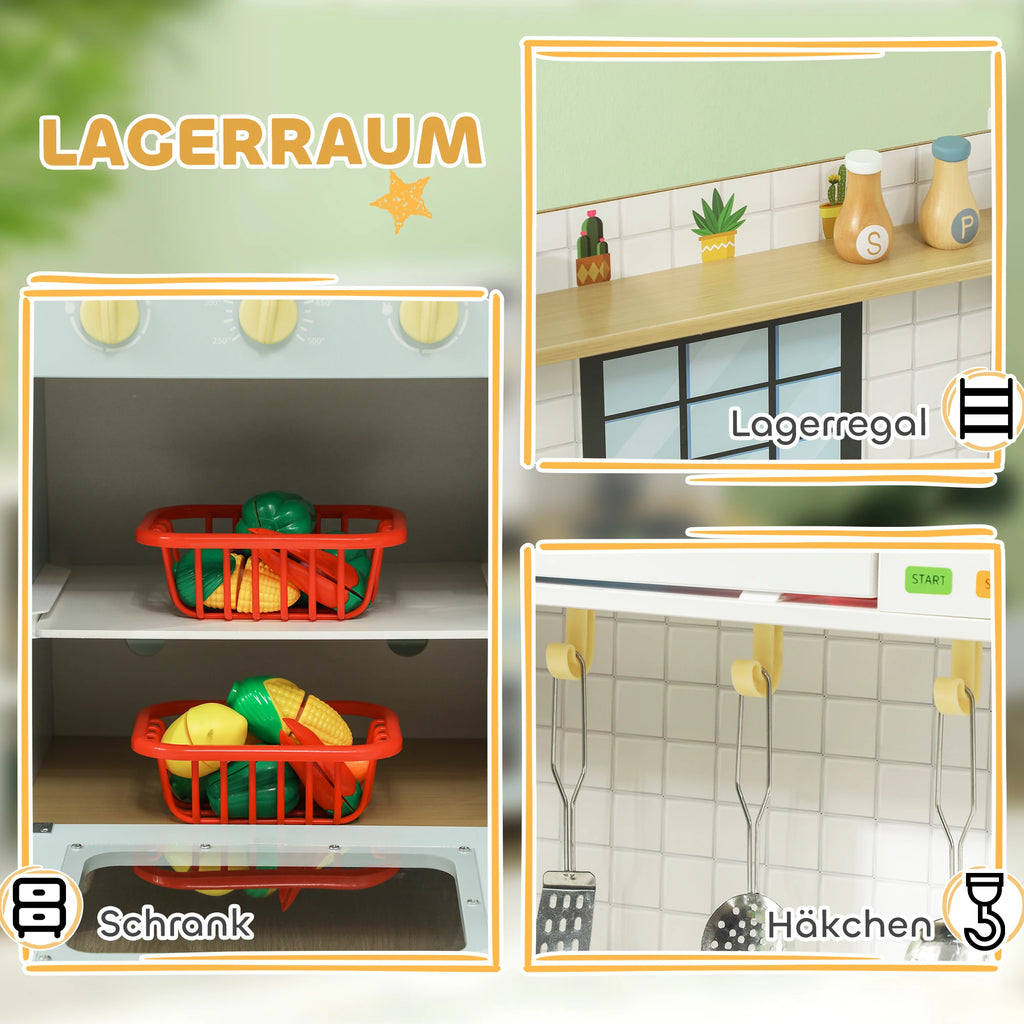 AIYAPLAY cucina per bambini cucina da gioco con forno a microonde, fornello e forno, accessori da cucina