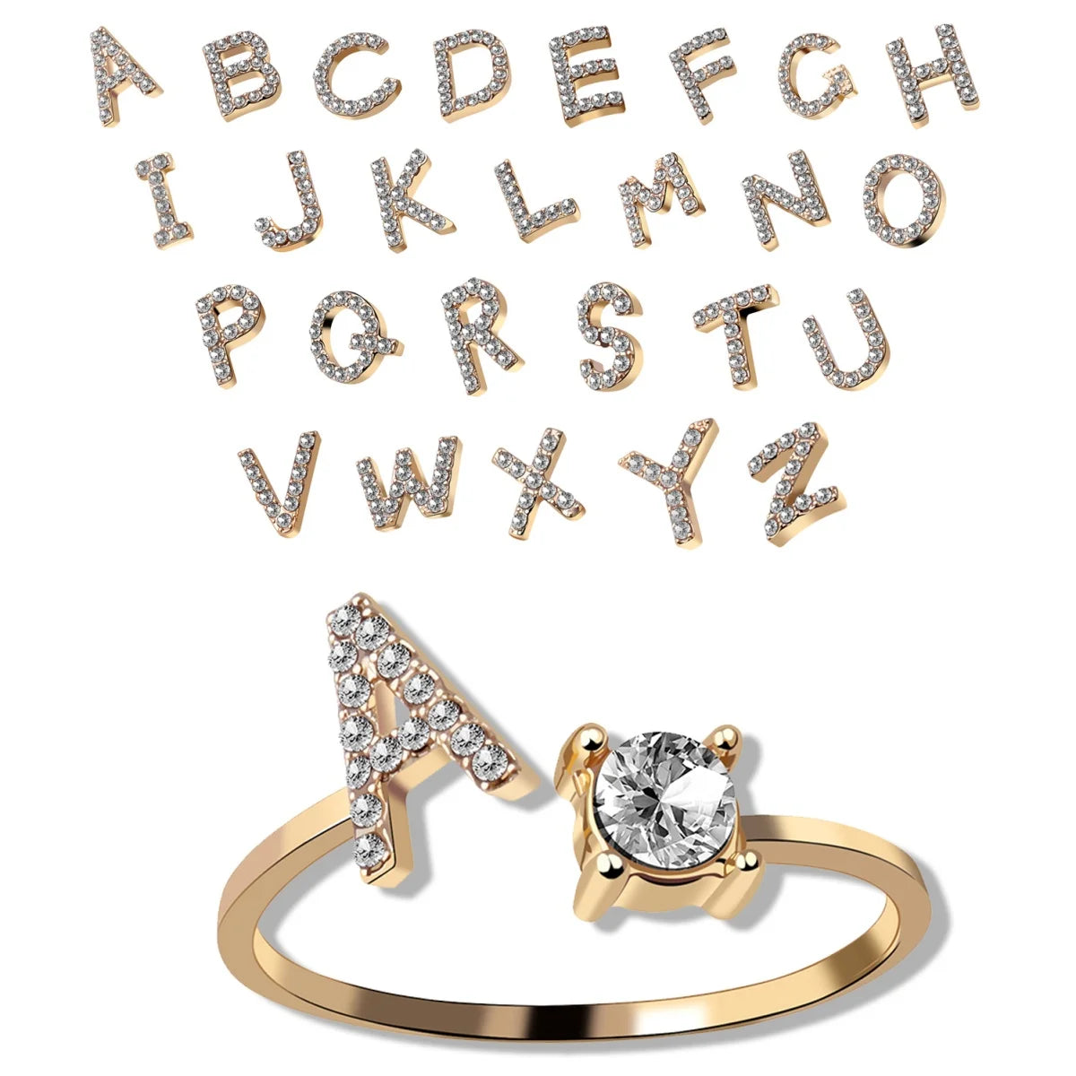 Moda 26 Lettera iniziale Anello Argento Colore Personalità Anelli di barretta Donna Semplice ed elegante Gioielli Regalo di amicizia Commercio all'ingrosso