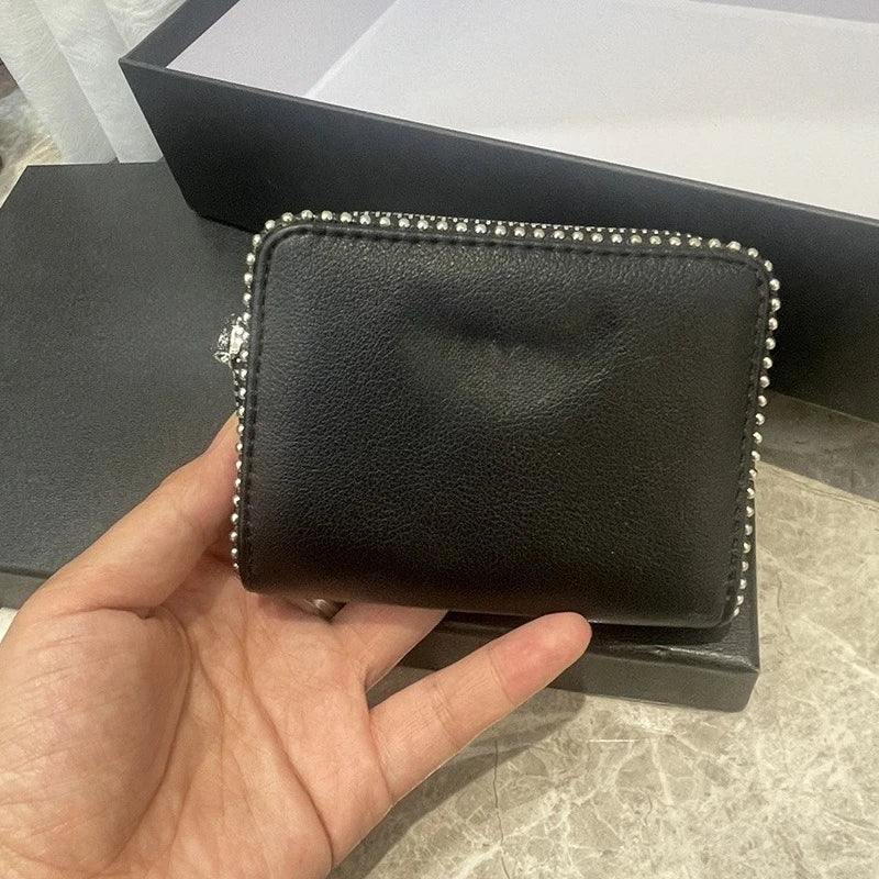 Nuovo Portafoglio da Donna ZV in PU con Catena Metallica, Porta Carte, Pochette in Denim, Portamonete, Portafoglio Piccolo