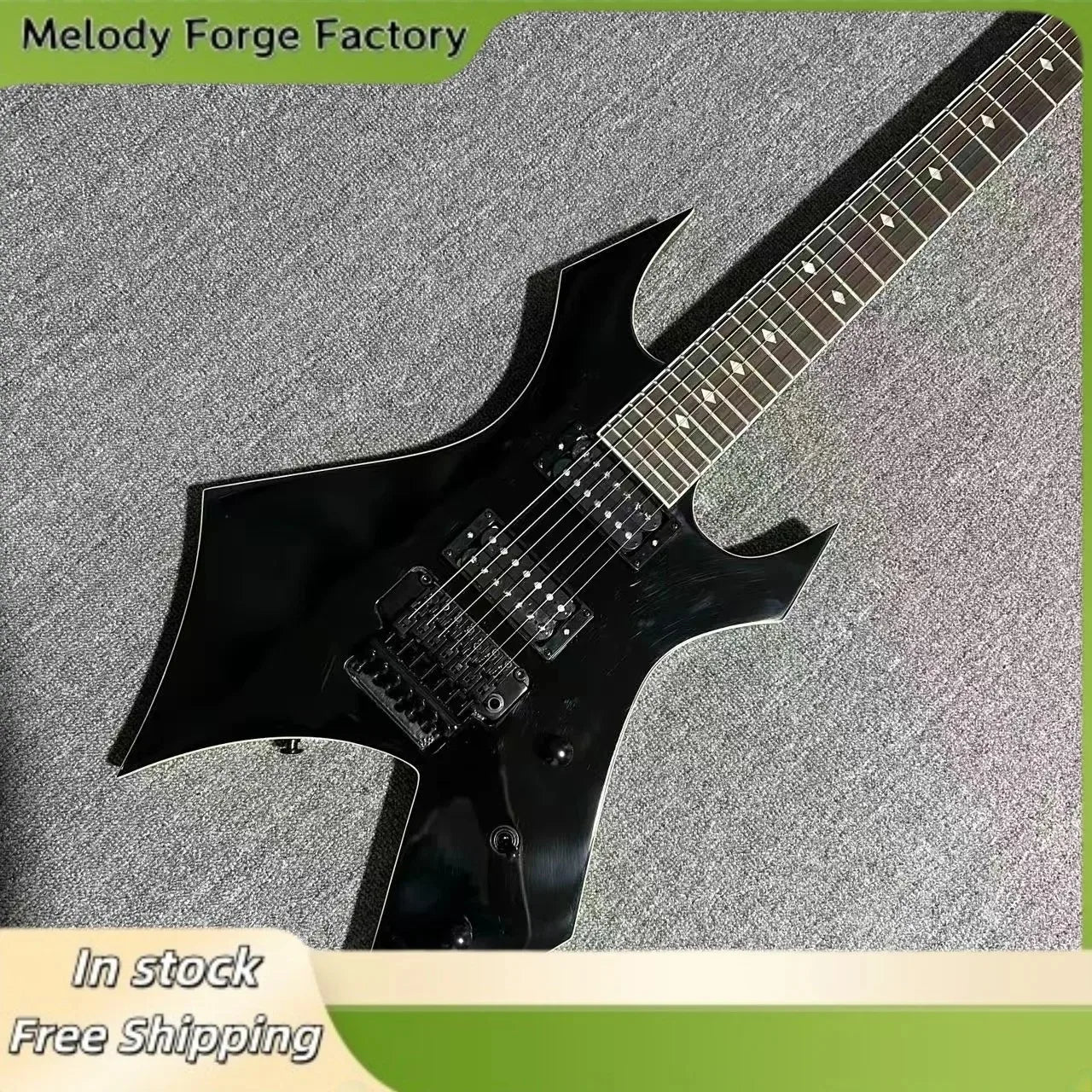 Chitarra Elettrica BC a 6 Corde Forma W, Tastiera in Palissandro Nero, Pickup HH, Doppio Meccanismo di Accordatura, per Chitarristi Professionisti