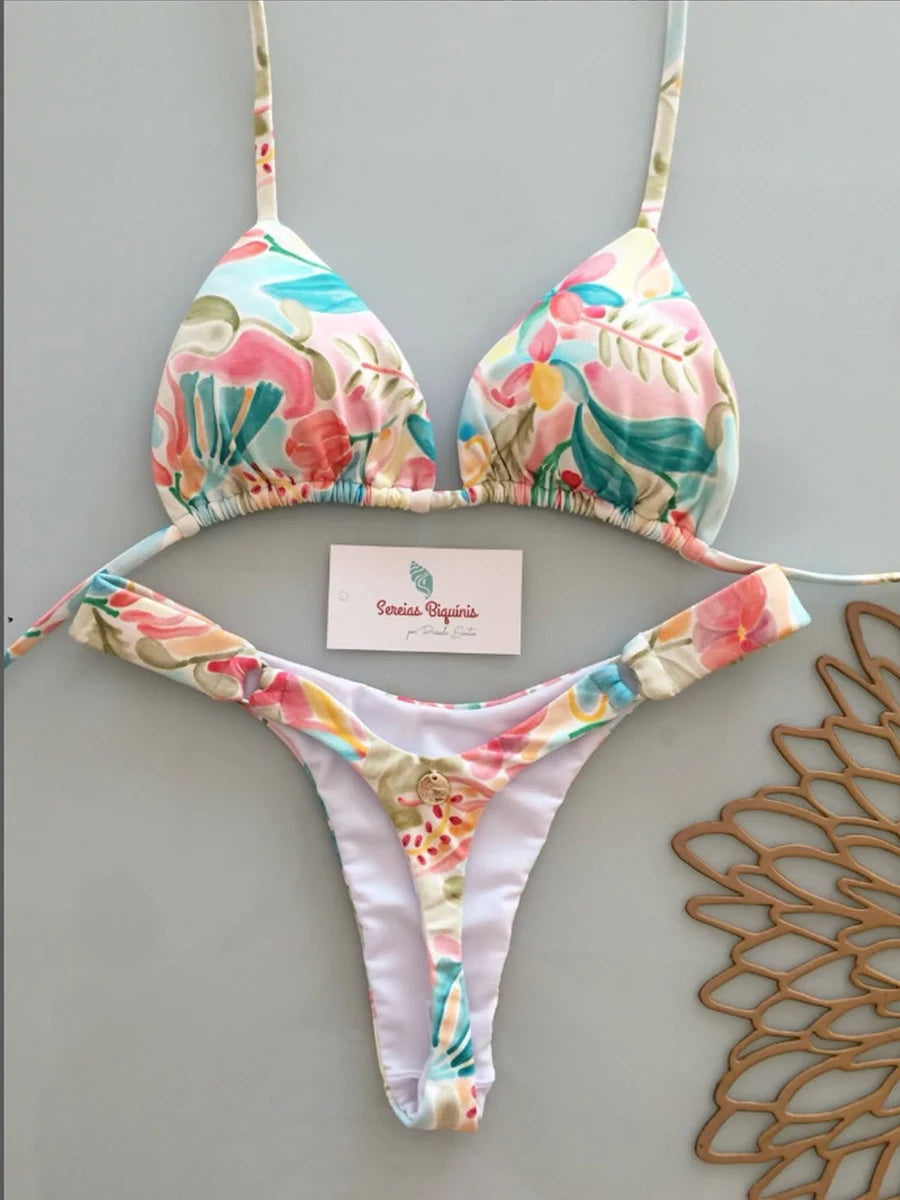 Micro Bikini 2026 Push Up Donna Costumi da Bagno Sexy Brasiliani Set Bikini Perizoma Stampa Biquini Abbigliamento Mare Estivo
