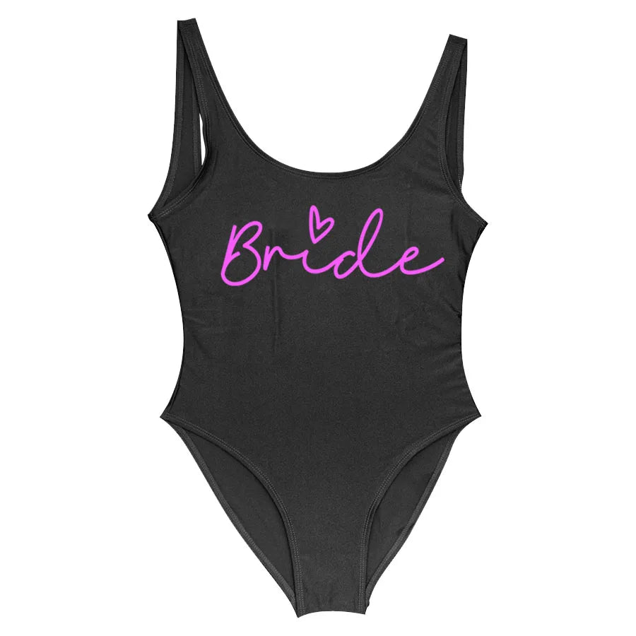 Costume da Bagno Intero Bianco S-3XL per Addio al Nubilato, Costume da Bagno da Donna per Festa Nuziale, Abbigliamento da Spiaggia e Piscina