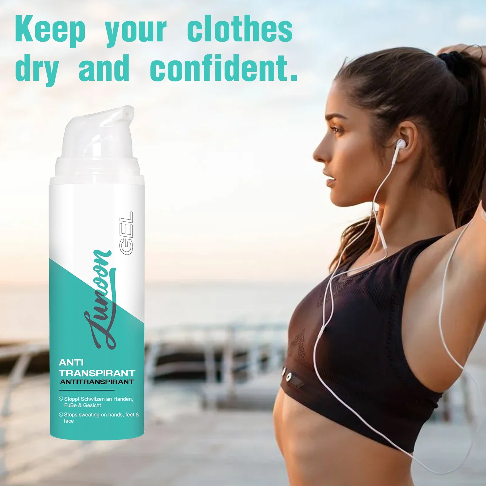 LUNOON 50ml Long-Lasting Antiperspirant Lotion | Stop Sweat on Hands, Feet & Face | 72H Dry & Fresh Skin | Travel-Friendly