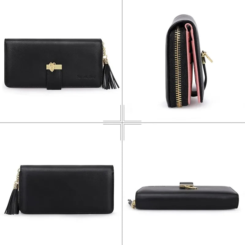 Pomelo Il miglior portafoglio da donna in tinta unita: cinturino da polso con pochette multi-carta in vera pelle con blocco RFID