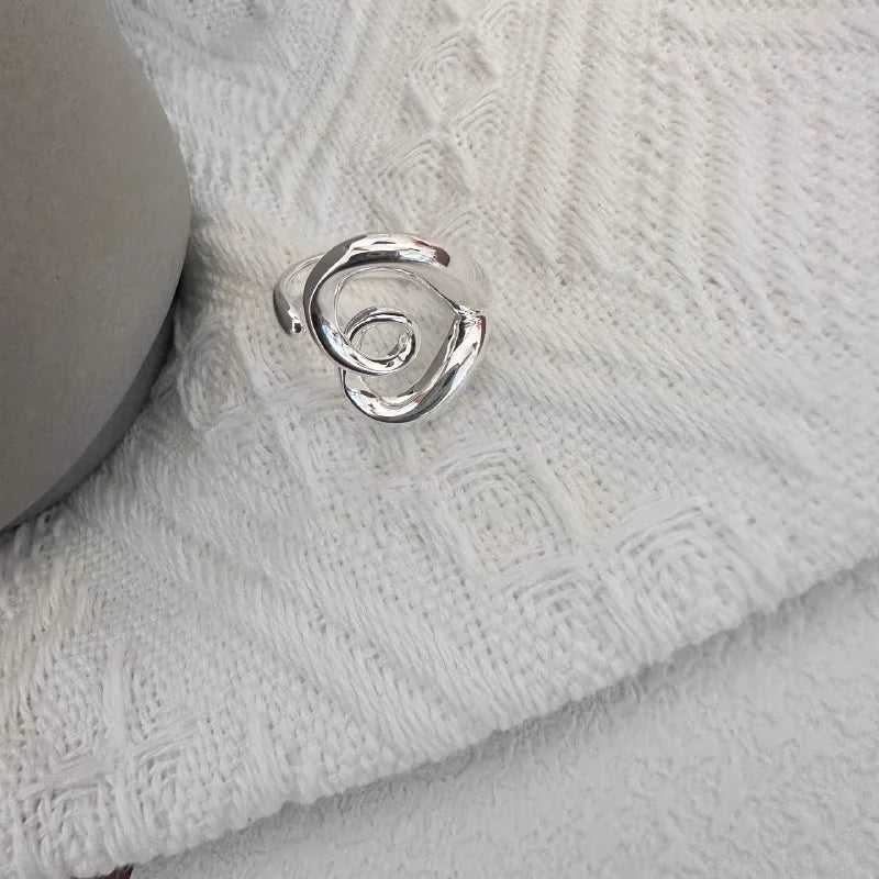 PANJBJ 925 anelli in pietra nera geometrica in argento sterling per le donne ragazza coreana semplice regolabile coppia gioielli Dropshipping